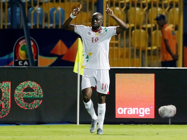 Benin's Mickael Pote celebrates scoring their second goal against Ghana on June 25, 2019