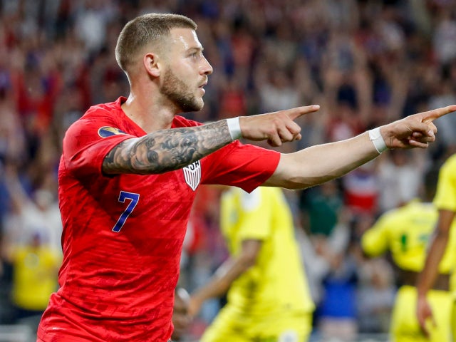 United States forward Paul Arriola (7) celebrates his goal against Guyana at the Gold Cup on June 18, 2019