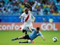 Uruguay's Giorgian de Arrascaeta in action with Peru's Luis Advincula in their Copa America quarter-final clash on June 29, 2019