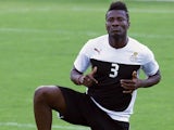 Asamoah Gyan in a Ghana training session in 2015