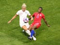 England's Rachel Daly in action with Crystal Dunn of the U.S on July 2, 2019