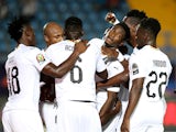 Ghana's Thomas Partey celebrates scoring their second goal with team mates on July 2, 2019