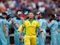 Australia's Steve Smith after teammate Pat Cummins is caught out on July 11, 2019