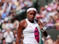 Cori Gauff reacts after being ousted from Wimbledon on July 8, 2019