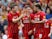 Liverpool's James Milner celebrates scoring their first goal with Harry Wilson and Alex Oxlade-Chamberlain on July 14, 2019