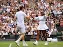 Britain's Andy Murray and Serena Williams of the U.S. celebrate winning their second round mixed doubles match against France's Fabrice Martin and Raquel Atawo of the U.S on July 9, 2019