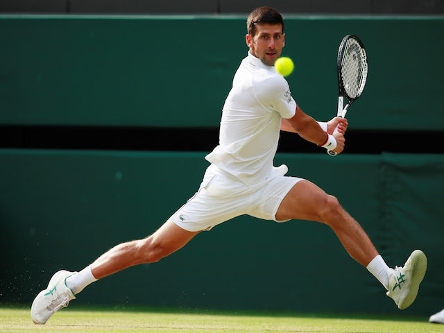 Serbia's Novak Djokovic in action during his fourth round match against France's Ugo Humbert on July 8, 2019