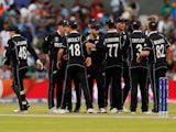 New Zealand's Kane Williamson and team mates celebrate after the match against India on July 10, 2019