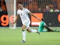 Algeria's Baghdad Bounedjah celebrates scoring against Senegal in the Africa Cup of Nations final on July 19, 2019