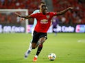 Manchester United defender Aaron Wan-Bissaka in action against Inter Milan in the International Champions Cup on July 20, 2019