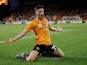 Ruben Vinagre celebrates scoring for Wolves in the Europa League on July 25, 2019