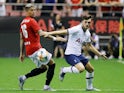 Tottenham Hotspur's Troy Parrott in action with Manchester United's Marcos Rojo in the International Champions Cup on July 25, 2019