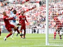 Raheem Sterling gives Manchester City the lead against Liverpool in the Community Shield on August 4, 2019.