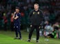 Celtic manager Neil Lennon as Nomme Kalju coach Roman Kozhukhovskyi looks on on July 24, 2019