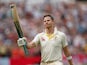 Australia's Steve Smith gestures as he leaves the field after being caught out by England's Jonny Bairstow off the bowling of Chris Woakes on August 4, 2019