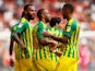 West Bromwich Albion's Matt Phillips celebrates scoring their second goal on August 3, 2019