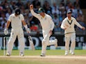 Australia's Cameron Bancroft celebrates after catching out England's Joe Denly on August 5, 2019