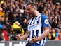 Florin Andone celebrates scoring for Brighton on August 10, 2019