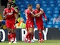 Nottingham Forest's Lewis Grabban celebrates scoring their first goal with team mates