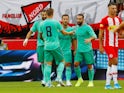 Eden Hazard celebrates with his Real Madrid teammates after opening the scoring against Red Bull Salzburg on August 7, 2019