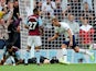 Harry Kane scores his first during the Premier League game between Tottenham Hotspur and Aston Villa on August 10, 2019