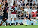 Harry Kane scores his first during the Premier League game between Tottenham Hotspur and Aston Villa on August 10, 2019