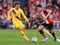 Athletic Bilbao's Ander Capa in action with Barcelona's Antoine Griezmann on August 16, 2019