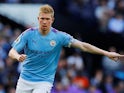 Kevin De Bruyne in action during the Premier League game between Manchester City and Tottenham Hotspur on August 17, 2019