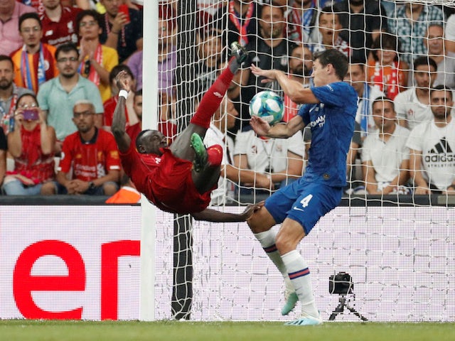 Liverpool's Sadio Mane in action with Chelsea's Andreas Christensen in the UEFA Super Cup on August 14, 2019