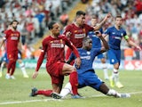 Liverpool defender Virgil van Dijk has a shot saved in the UEFA Super Cup against Chelsea on August 14, 2019