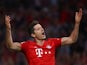 Bayern Munich's Robert Lewandowski celebrates scoring their first goal on August 16, 2019