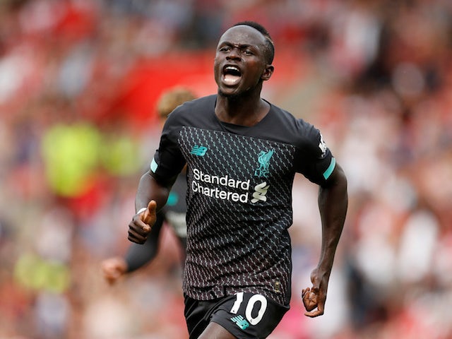 Liverpool's Sadio Mane celebrates scoring their first goal against Southampton on August 17, 2019