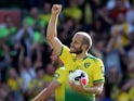 Norwich City's Teemu Pukki celebrates his hat-trick with the match ball after the match against Newcastle on August 17, 2019