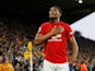Manchester United's Anthony Martial celebrates scoring their first goal against Wolves on August 19, 2019
