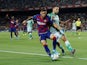 Barcelona's Carles Perez in action with Real Betis's Alfonso Pedraza in La Liga on August 25, 2019