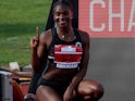 Dina Asher-Smith celebrates victory on August 24, 2019
