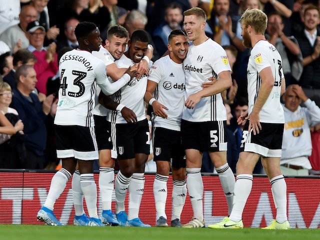 Fulham's Ivan Cavaleiro celebrates scoring their first goal on August 21, 2019