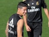 James Rodriguez pictured during a Real Madrid training session on August 23, 2019