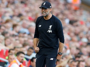 Jurgen Klopp celebrates during the Premier League game between Liverpool and Arsenal on August 24, 2019