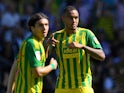 West Bromwich Albion's Kenneth Zohore celebrates scoring their first goal from the penalty spot on August 24, 2019