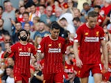 Mohamed Salah celebrates after getting his side's third during the Premier League game between Liverpool and Arsenal on August 24, 2019