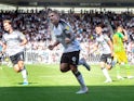 Martyn Waghorn celebrates scoring from the spot during the Championship game between Derby County and West Bromwich Albion on August 24, 2019