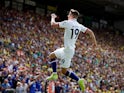 Mason Mount celebrates scoring during the Premier League game between Norwich City and Chelsea on August 24, 2019