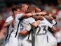 Swansea City's Borja Baston celebrates scoring their third goal with team mates on August 25, 2019