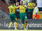 Teemu Pukki celebrates equalising during the Premier League game between Norwich City and Chelsea on August 24, 2019