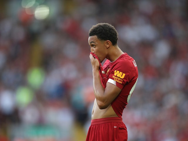 Trent Alexander-Arnold in action during the Premier League game between Liverpool and Arsenal on August 24, 2019