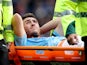 Manchester City's Aymeric Laporte is stretchered off on August 31, 2019
