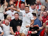 Callum Robinson celebrates scoring his first Sheffield United goal against Chelsea in the Premier League on August 31.