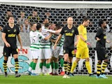 Celtic celebrate scoring against AIK on August 29, 2019