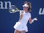 Johanna Konta of Great Britain returns a shot against Daria Kasatkina of Russia in a first round match on day one of the 2019 U.S. Open tennis tournament at USTA Billie Jean King on August 26, 2019